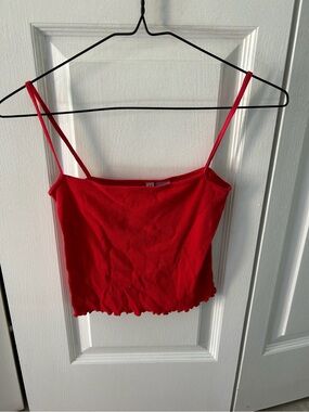 H&M Red Ribbed Spaghetti Strap Camisole